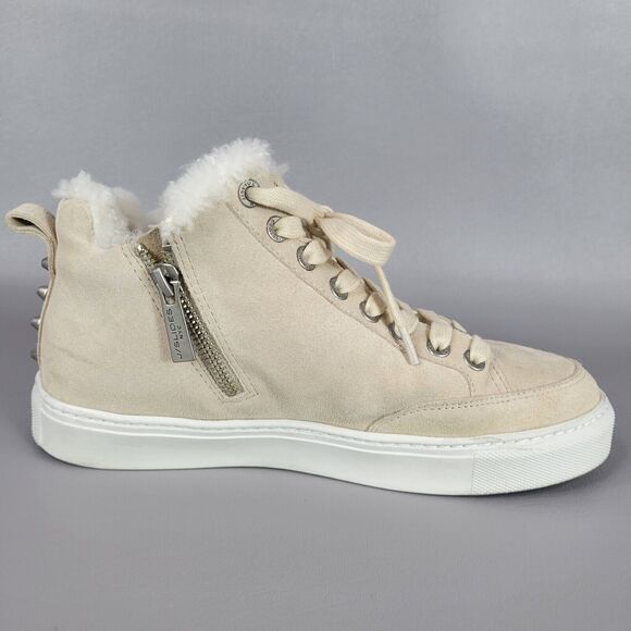 J/SLIDES Leslie Shearling Trim Suede Leather Mid Top Sneakers Size 7 Women's - Picture 3 of 15